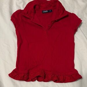 Chaps Red Polo with Ruffle Detail